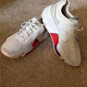 Nike White and pink Sneakers with Blue Accents